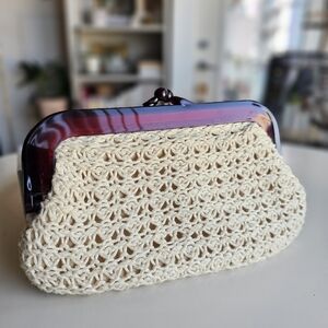 Elegant Cream Crochet Clutch